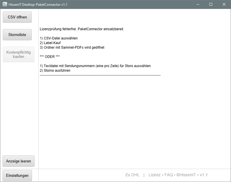 HissenIT DHL ParcelConnector per CSV File