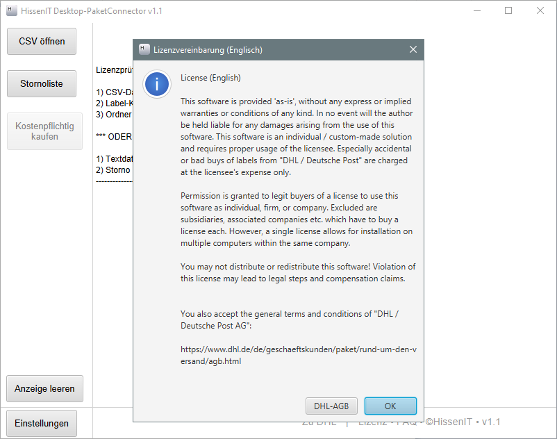 DHL CSV Upload - License