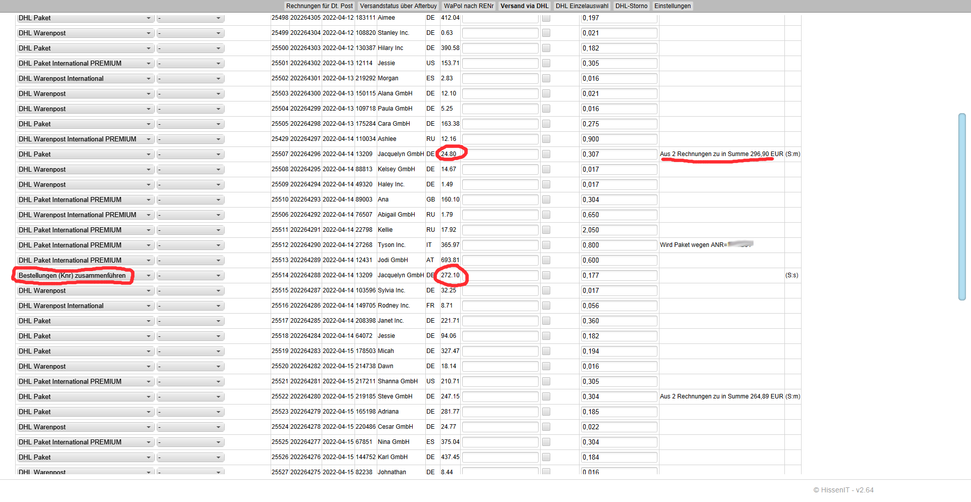 Shop Import: Merge multiple invoices of a single customer