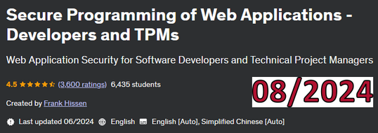 Udemy Course Review Secure Programming of Web Applications