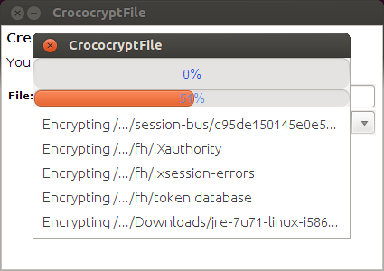 CrococryptFile Linux Encrypt GUI progress