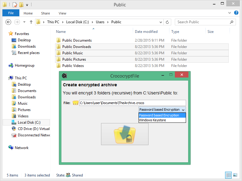 CrococryptFile Windows8 Encrypt GUI