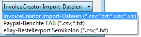 InvoiceCreator supportete CSV-Formate
