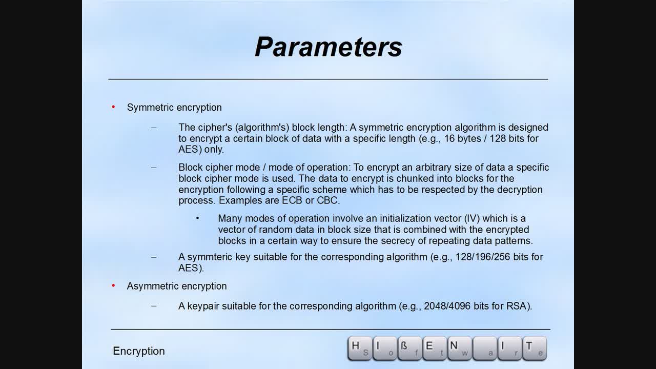 Technical Parameters for Encryption I | Introduction to Encryption