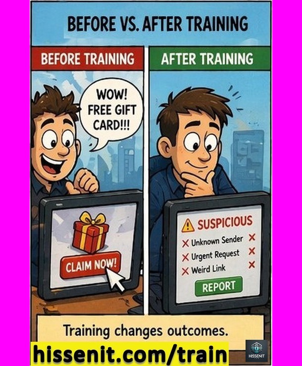 Security Awareness Cartoon - Before After Training